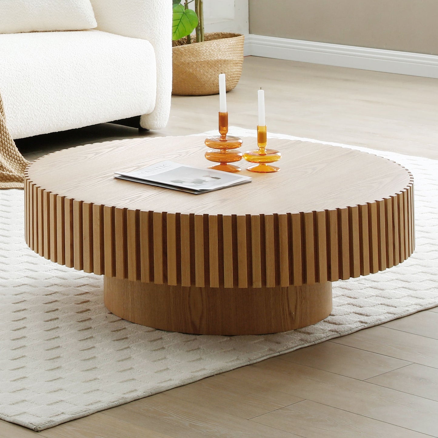 Round Wooden Accent Coffee Table