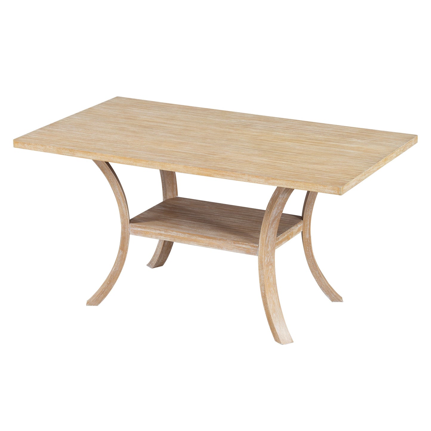 6-Piece Wooden Dining Table Set with Storage Shelf and Curved Legs