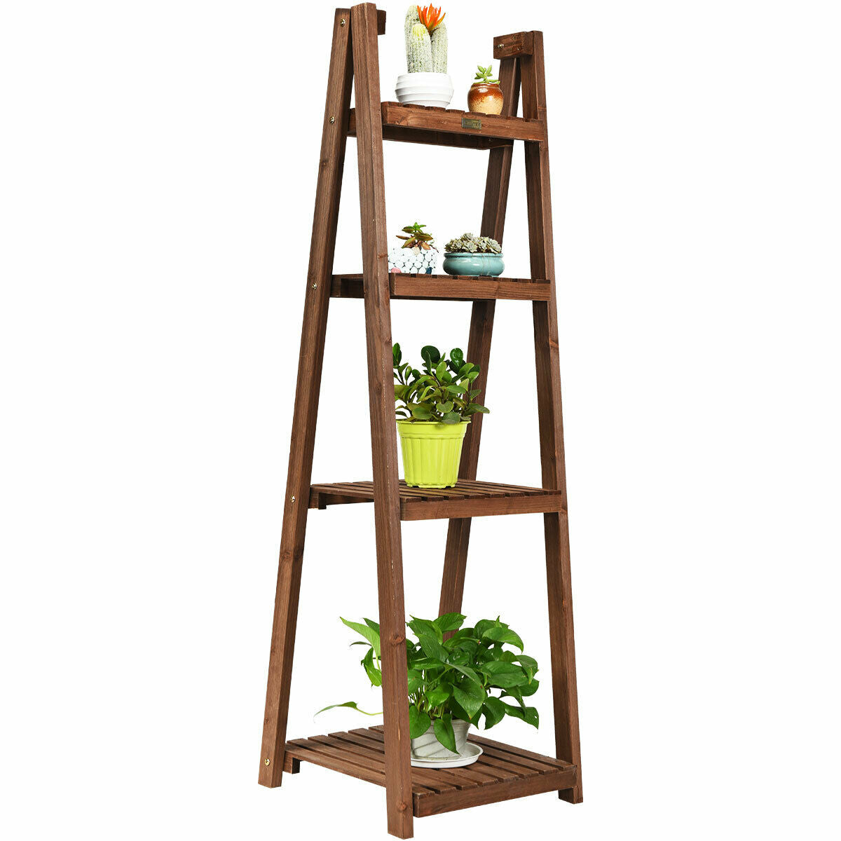 Fir Wood 4 Tier Folding Plant/ Display Stand