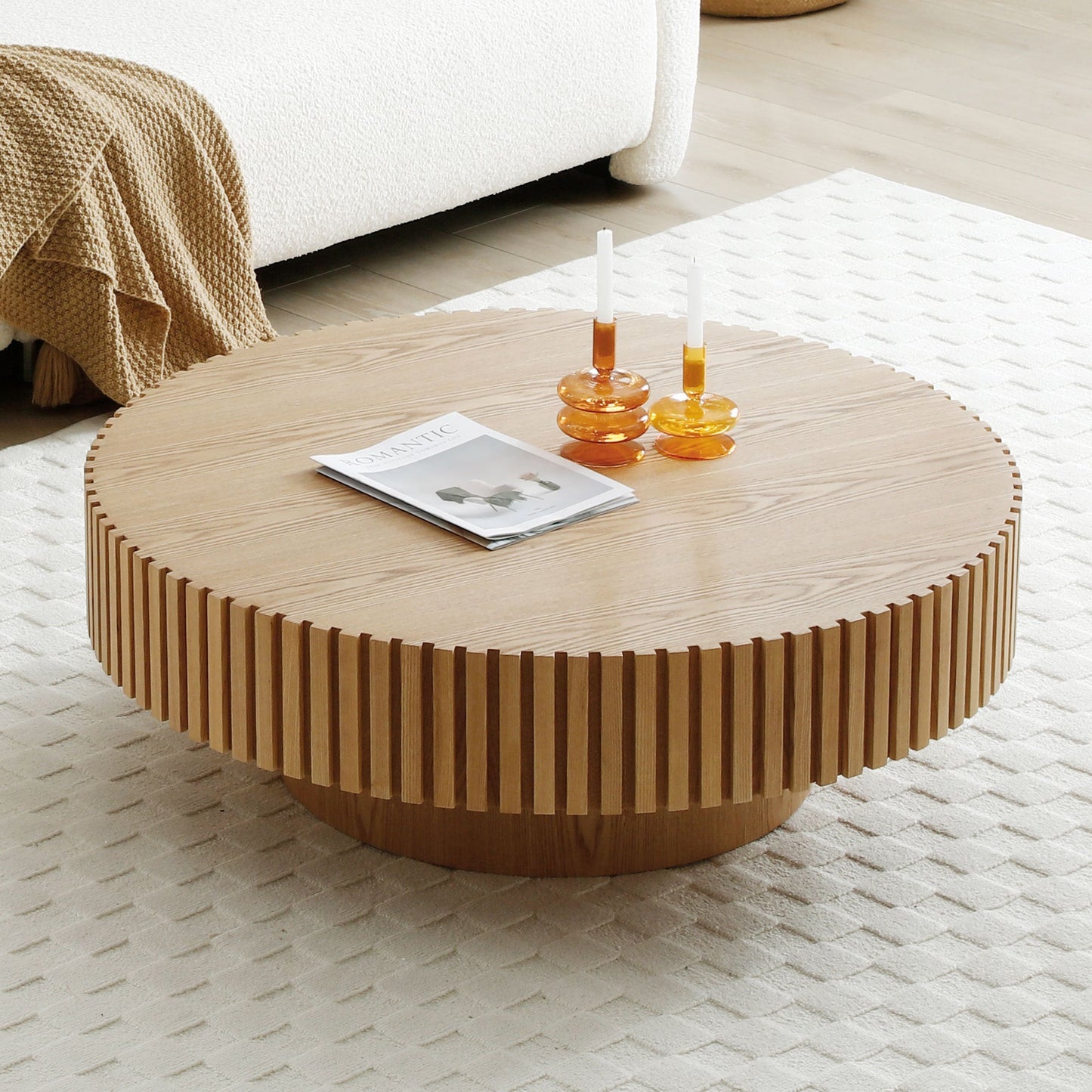 Round Wooden Accent Coffee Table