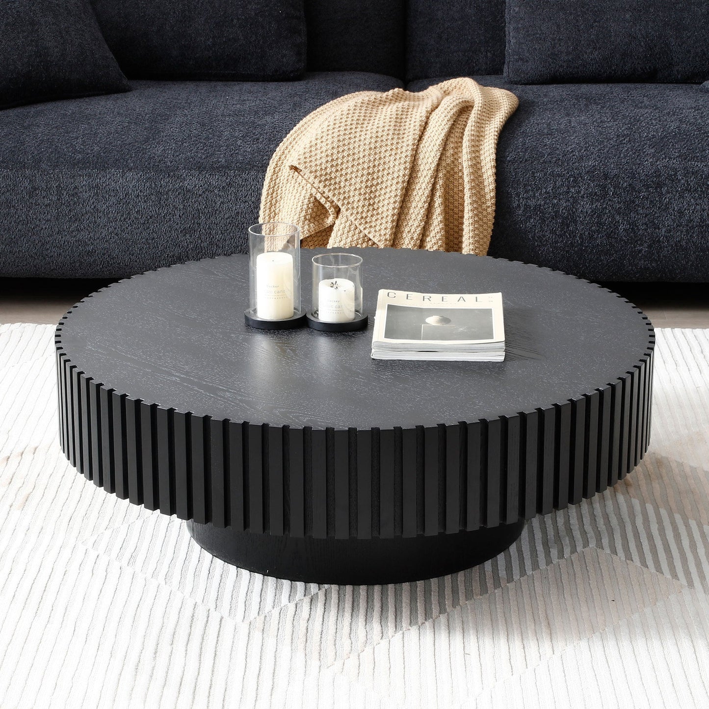 Black Nesting Round Wood Coffee Table
