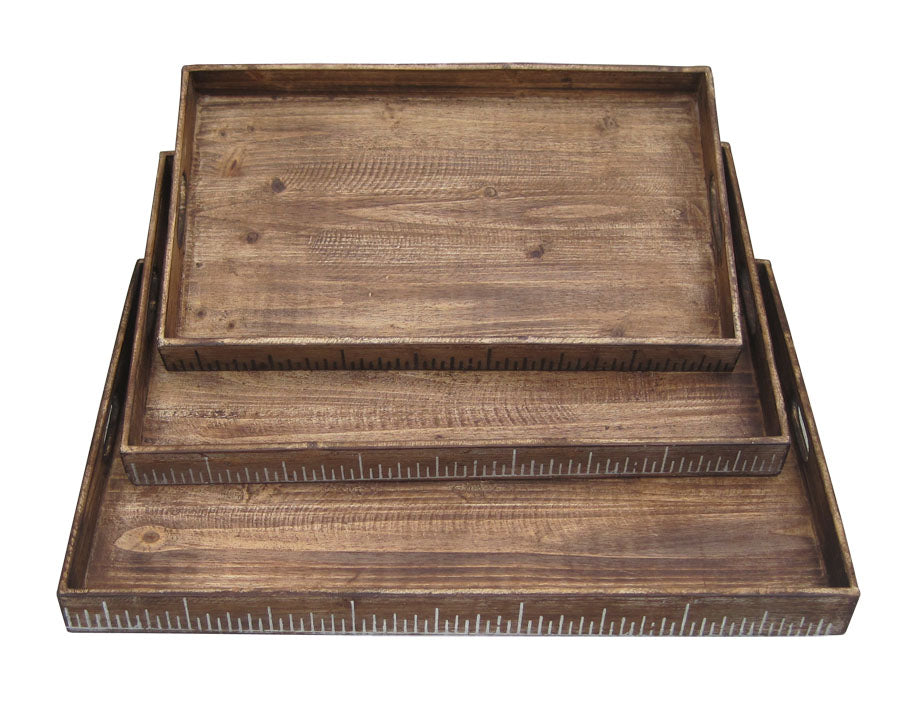 Brown Wood Tray Set