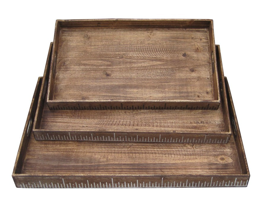 Brown Wood Tray Set