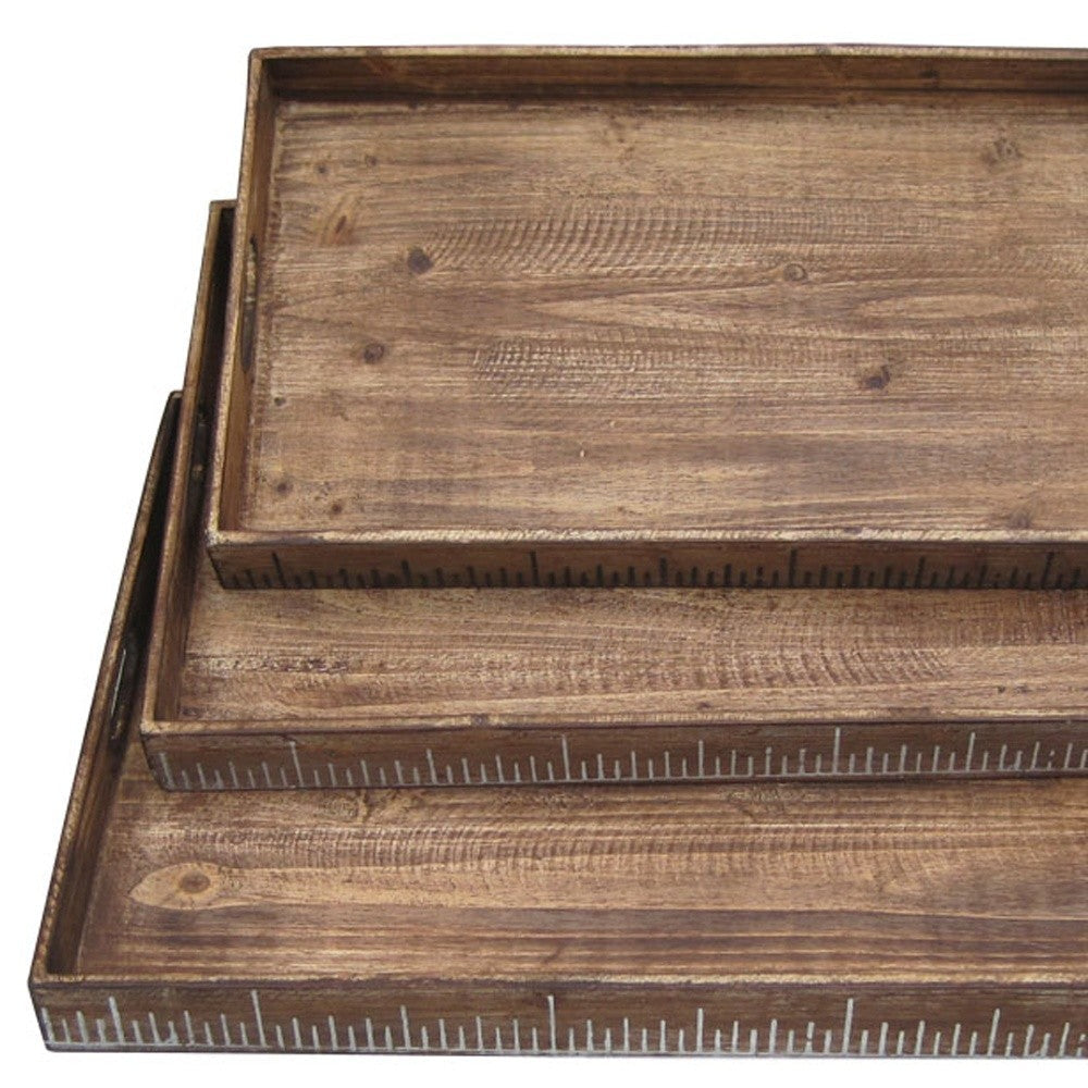 Brown Wood Tray Set