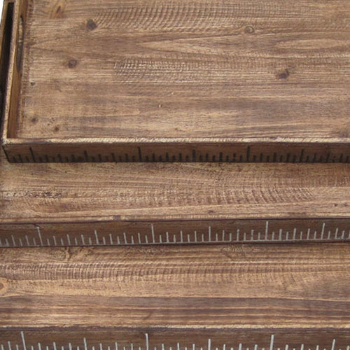 Brown Wood Tray Set