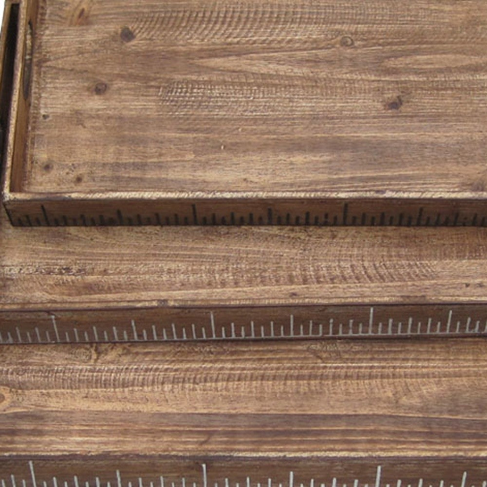 Brown Wood Tray Set