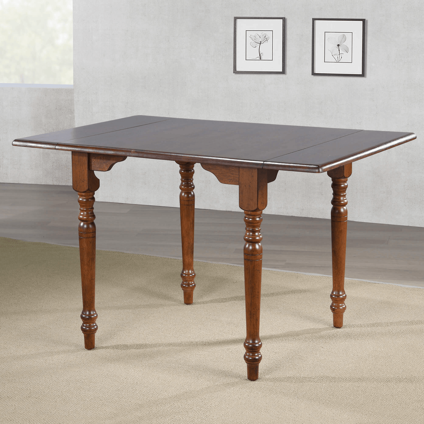 Andrews Chestnut Extendable Drop Leaf Dining Table