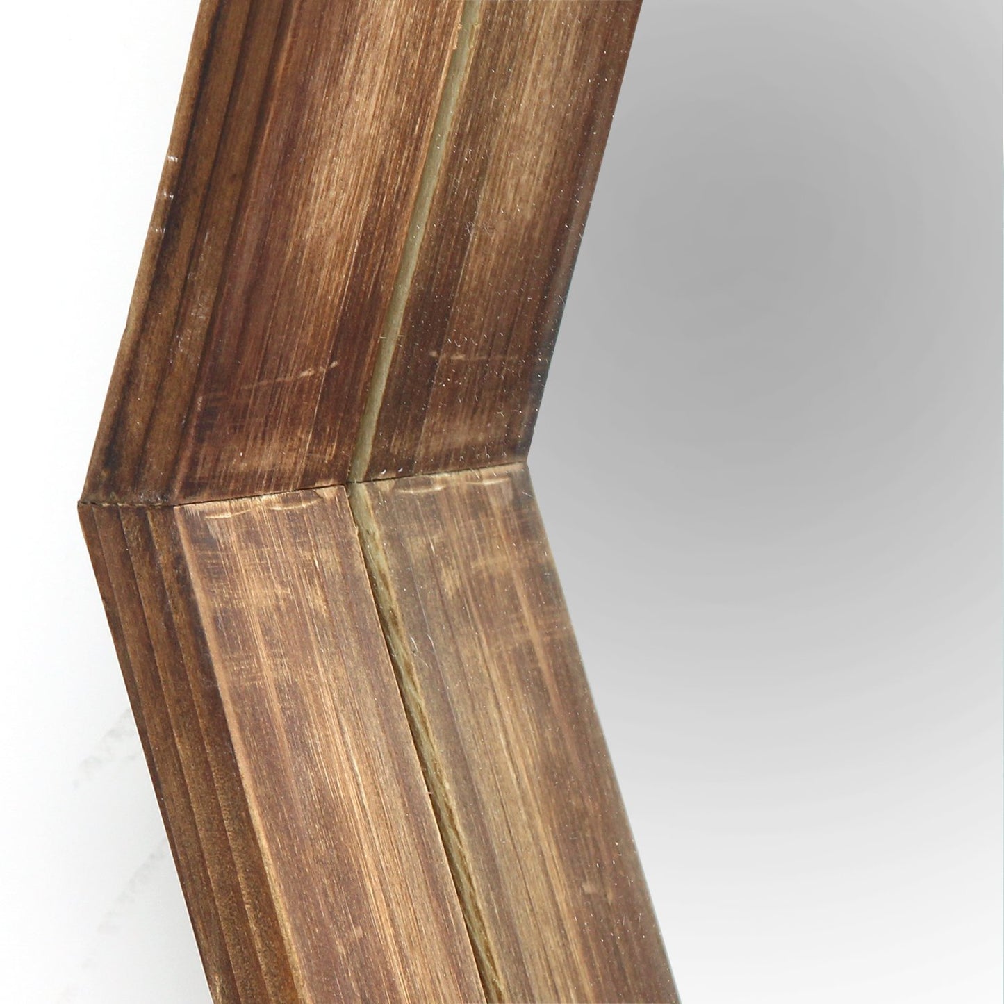 Dark Fir Wood Hexagonal Frame Wall Mirror