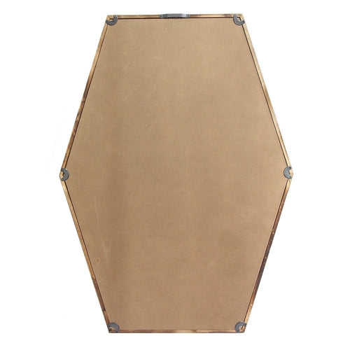 Dark Fir Wood Hexagonal Frame Wall Mirror