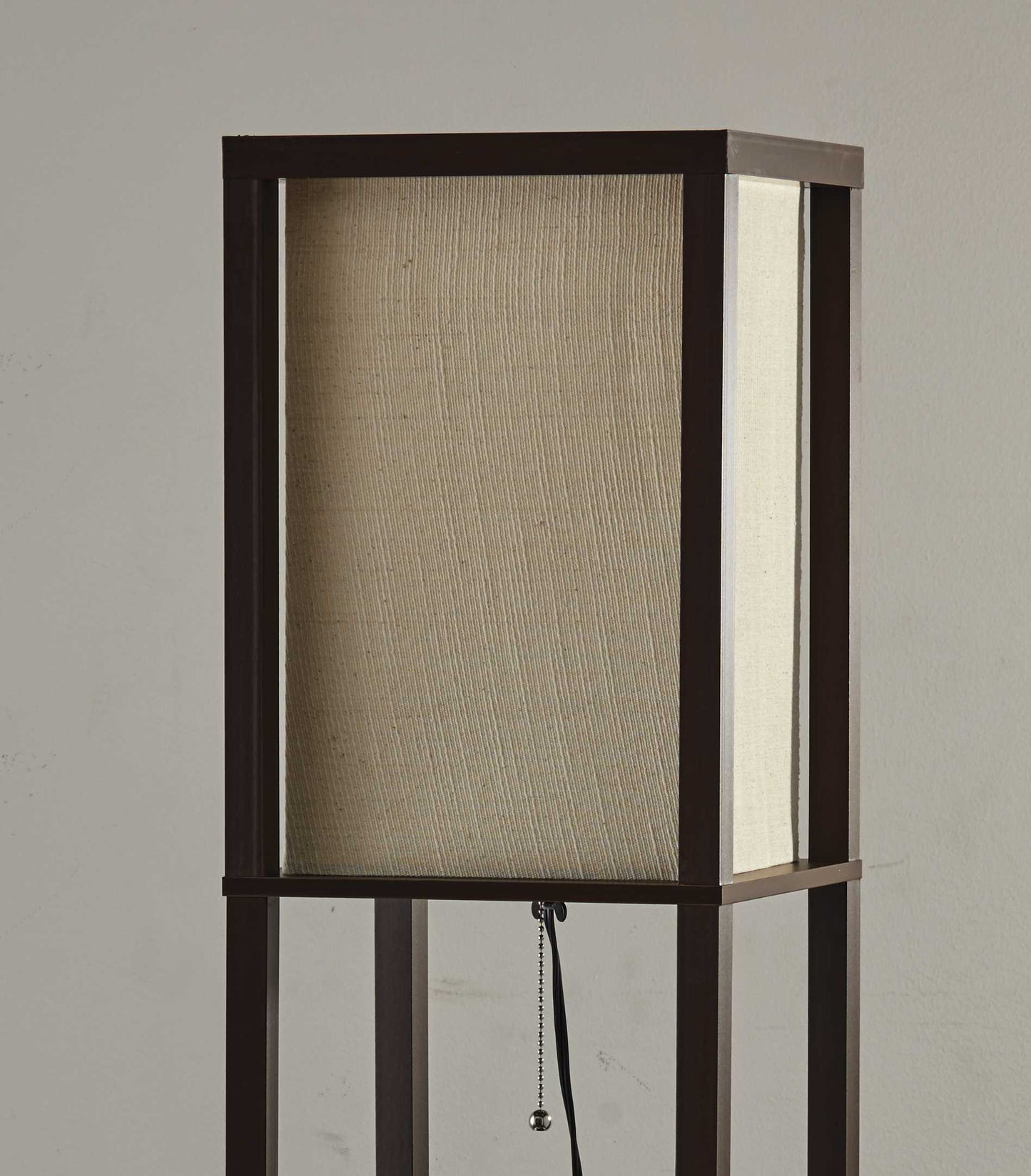 63" Black And White Solid Wood Column Floor Lamp With White Fabric