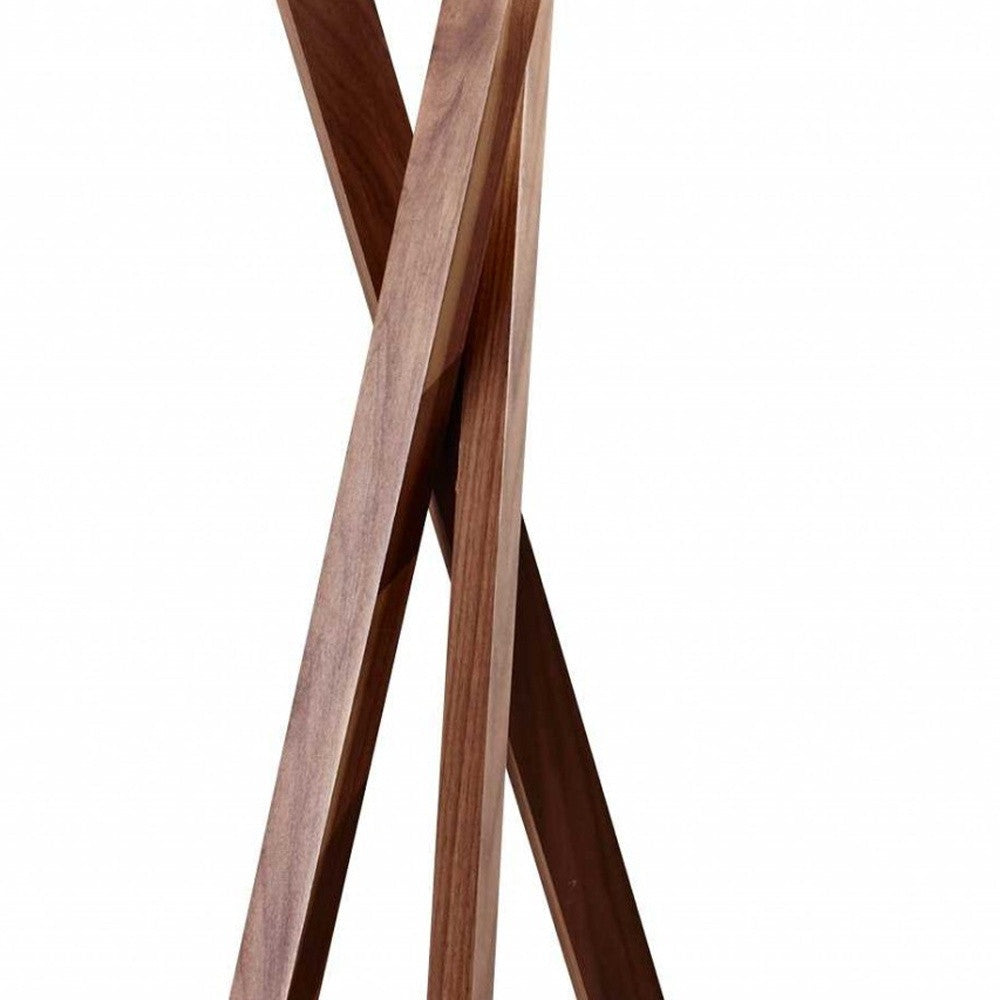 Solid Wood 63" Tripod Floor Lamp with White Linen Drum