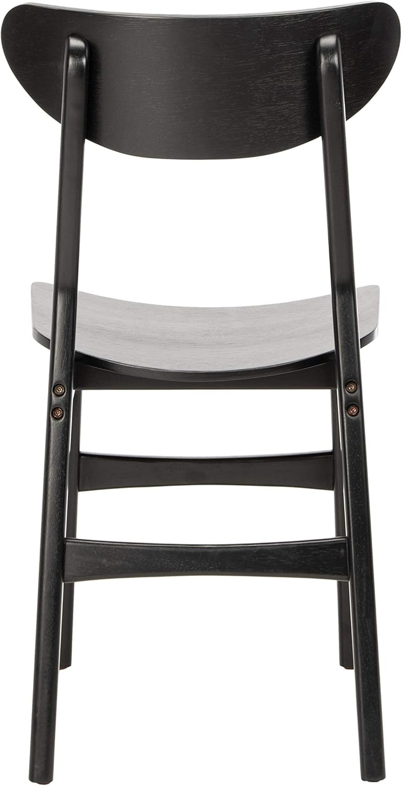 Retro Wooden Black Dining Chair - Set of 2