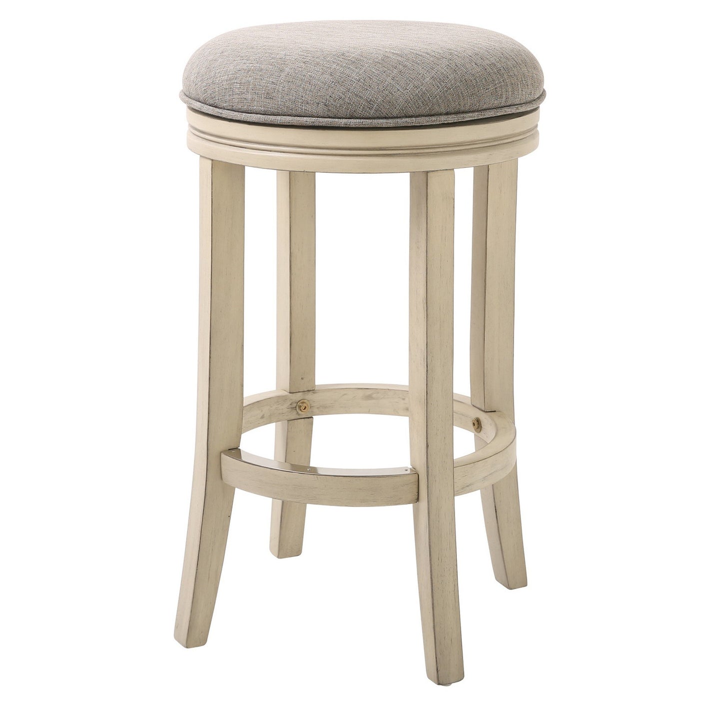 Solid Wood Swivel Stool in Distressed Ivory Finished