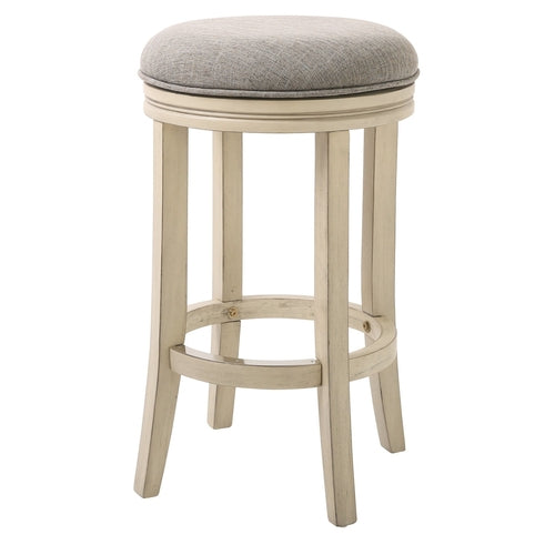 Solid Wood Swivel Stool in Distressed Ivory Finished