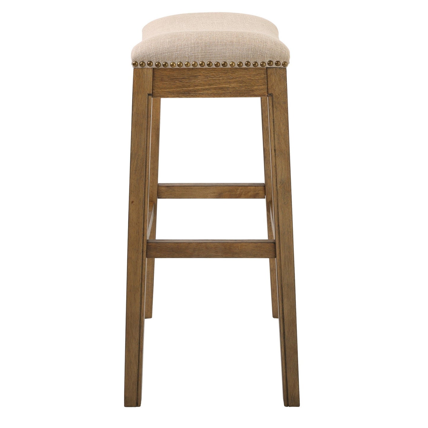 Wooden Saddle Style Counter Stool with Cream Fabric