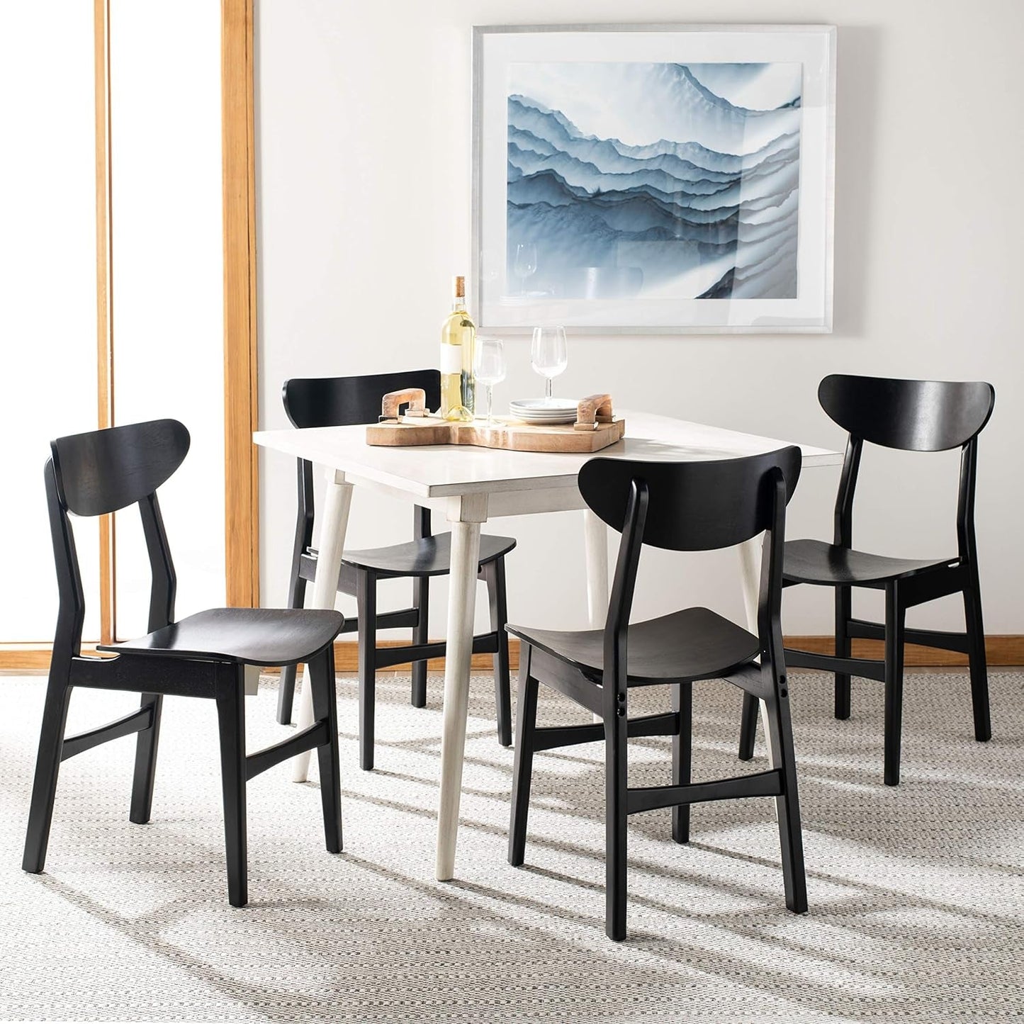 Retro Wooden Black Dining Chair - Set of 2