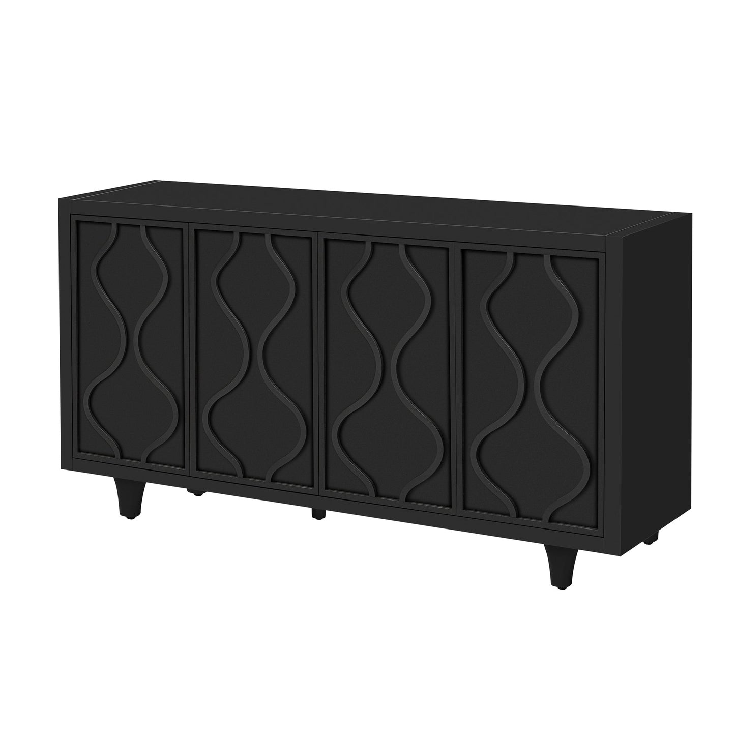 Stylish Wooden Sideboard Cabinet with Embossed Curved Doors