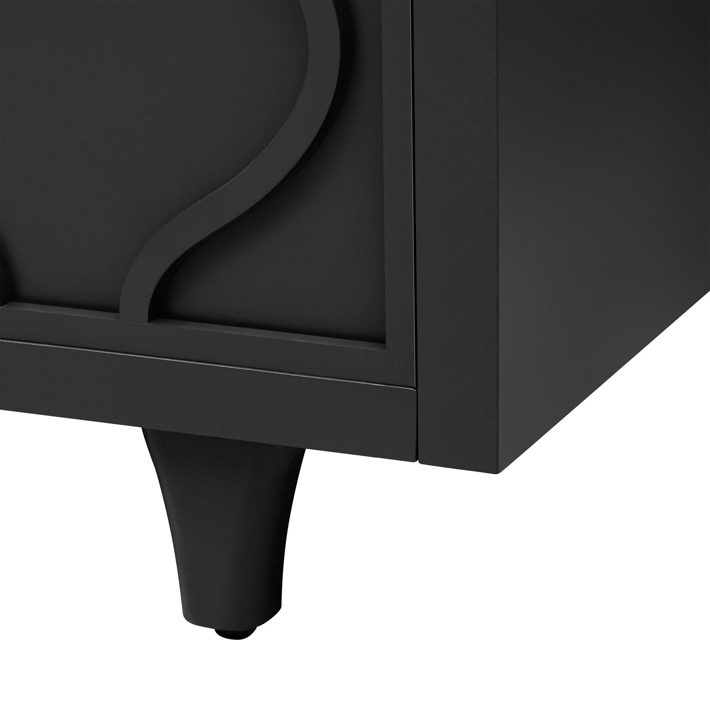 Stylish Wooden Sideboard Cabinet with Embossed Curved Doors