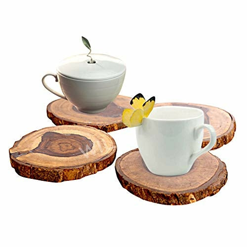 Mango Wood Log Coasters for Water Glasses Tea/Coffee Cups