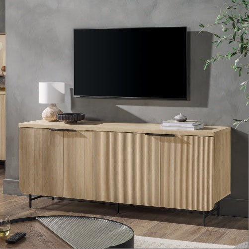 Modern Fluted-Door Minimalist Wooden Storage Sideboard