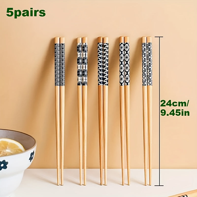 Premium Reusable Multicolor Nonslip Bamboo Chopsticks