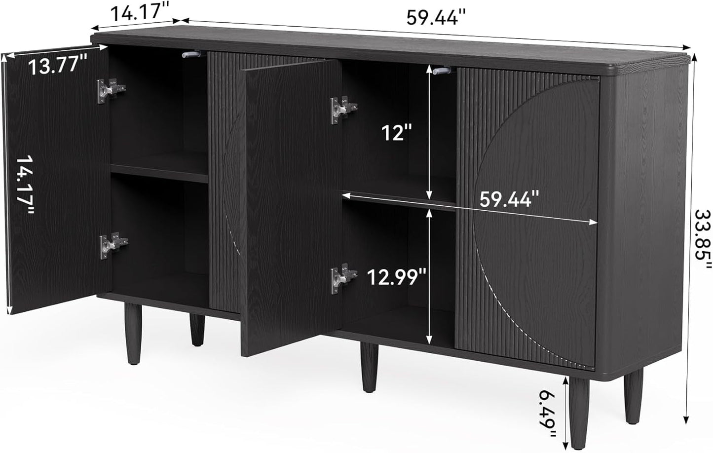 Modern Wooden 59-Inch Sideboard Buffet Table with Storage