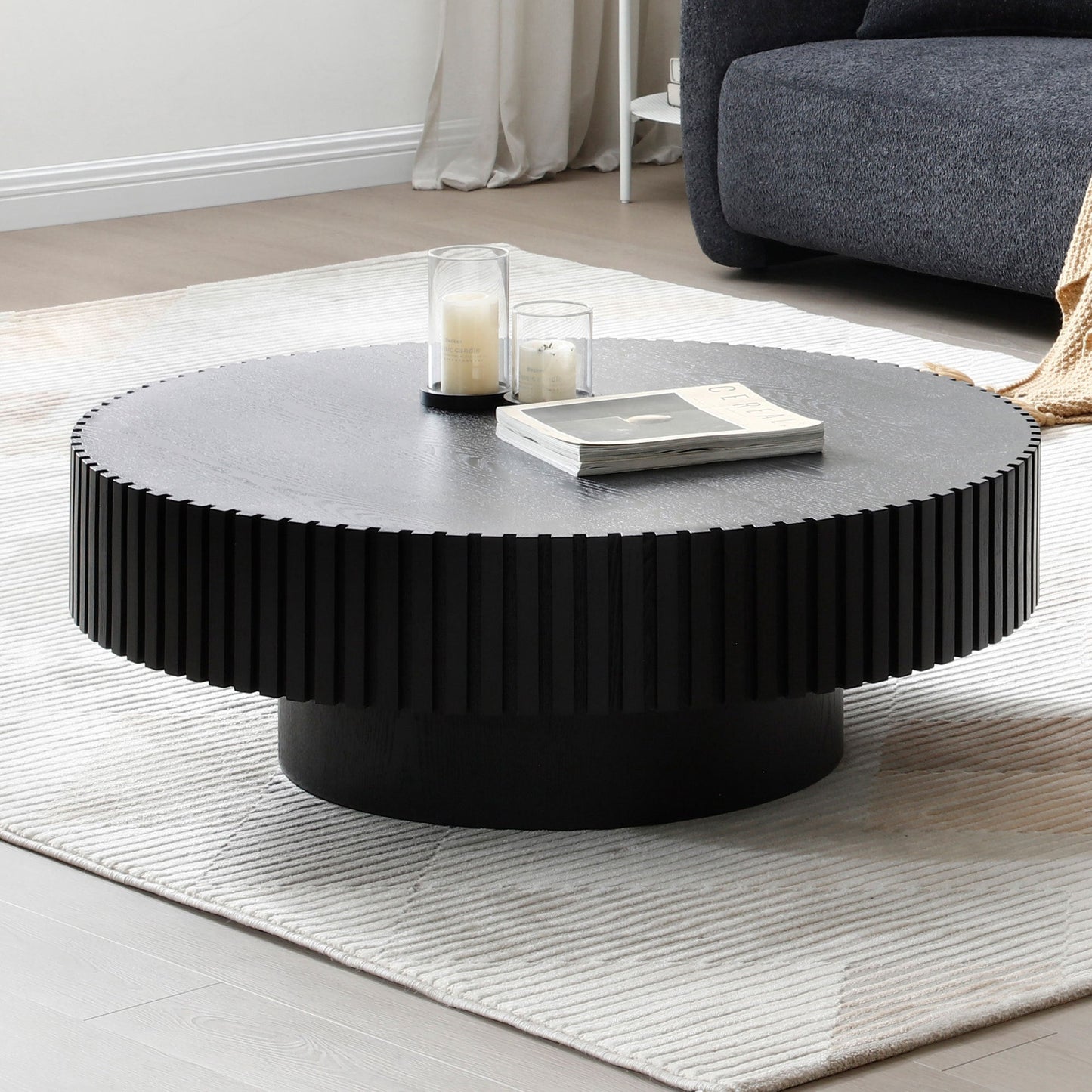 Black Nesting Round Wood Coffee Table