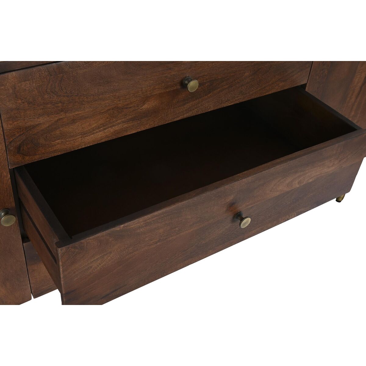 Mango Wood Sideboard with Golden Metal Finish