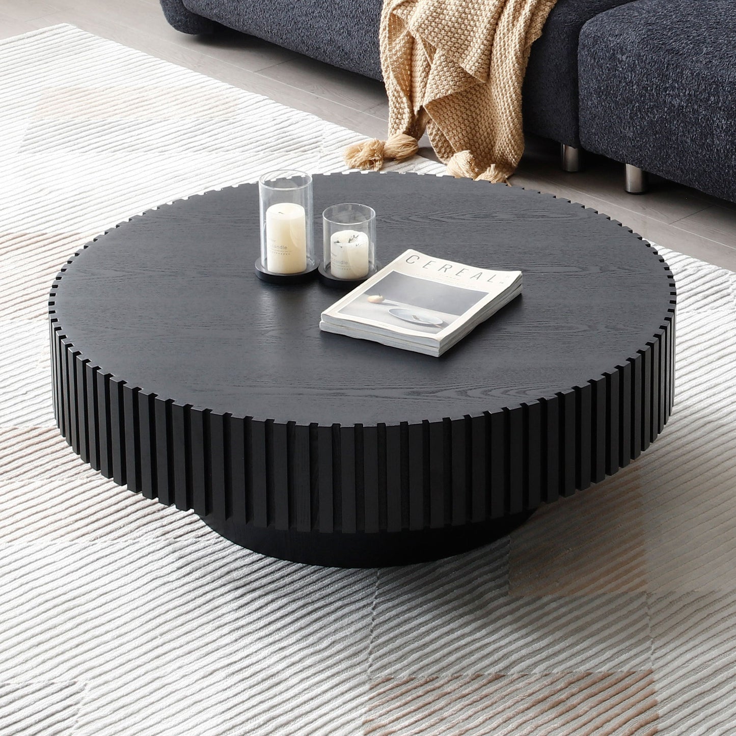 Black Nesting Round Wood Coffee Table