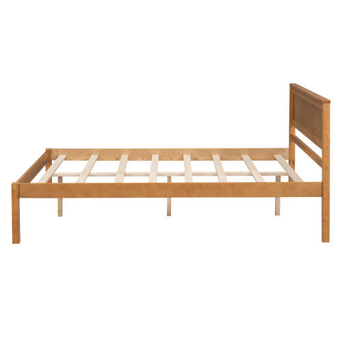 Double Bed Frame With Headboard & Wood Slat Support
