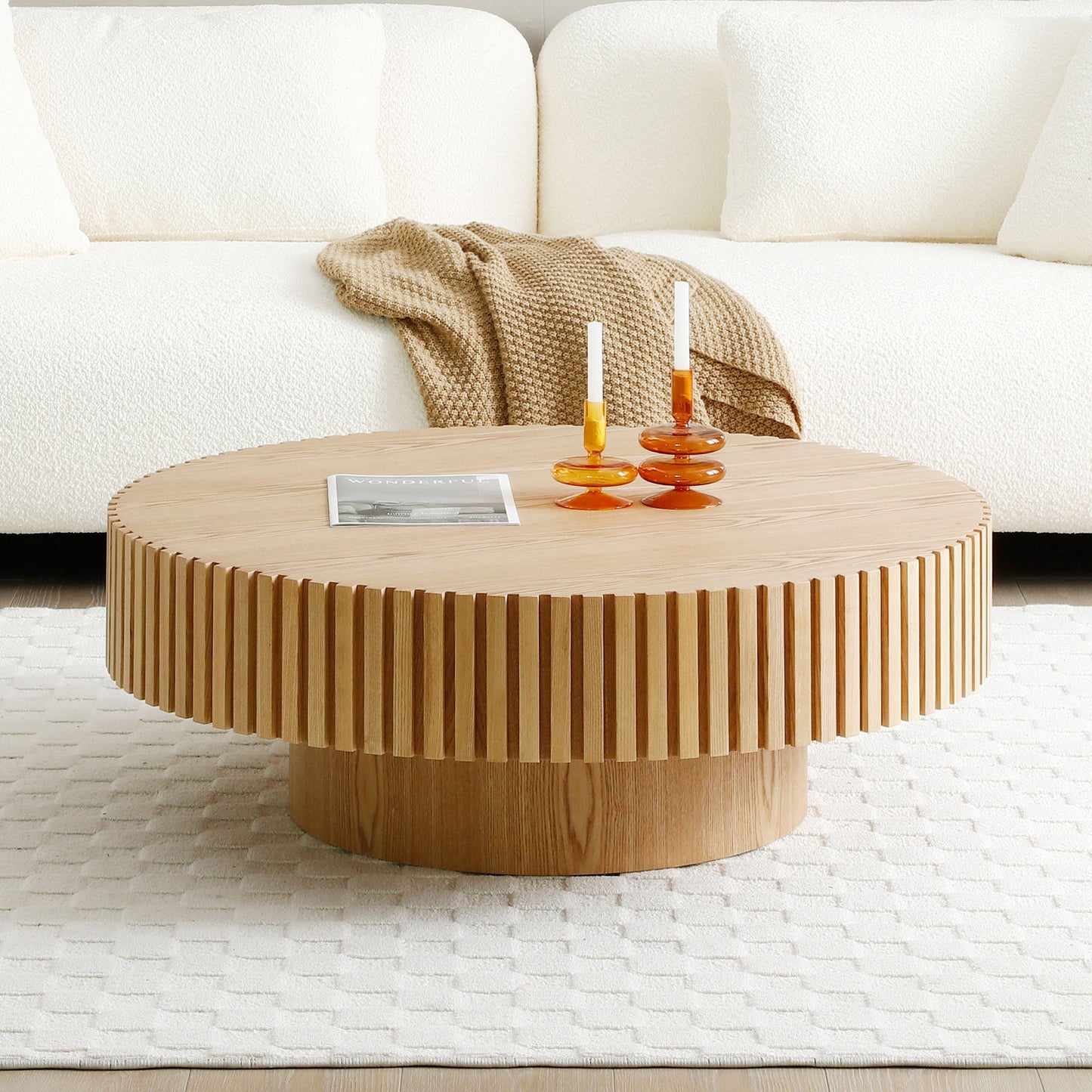Round Wooden Accent Coffee Table