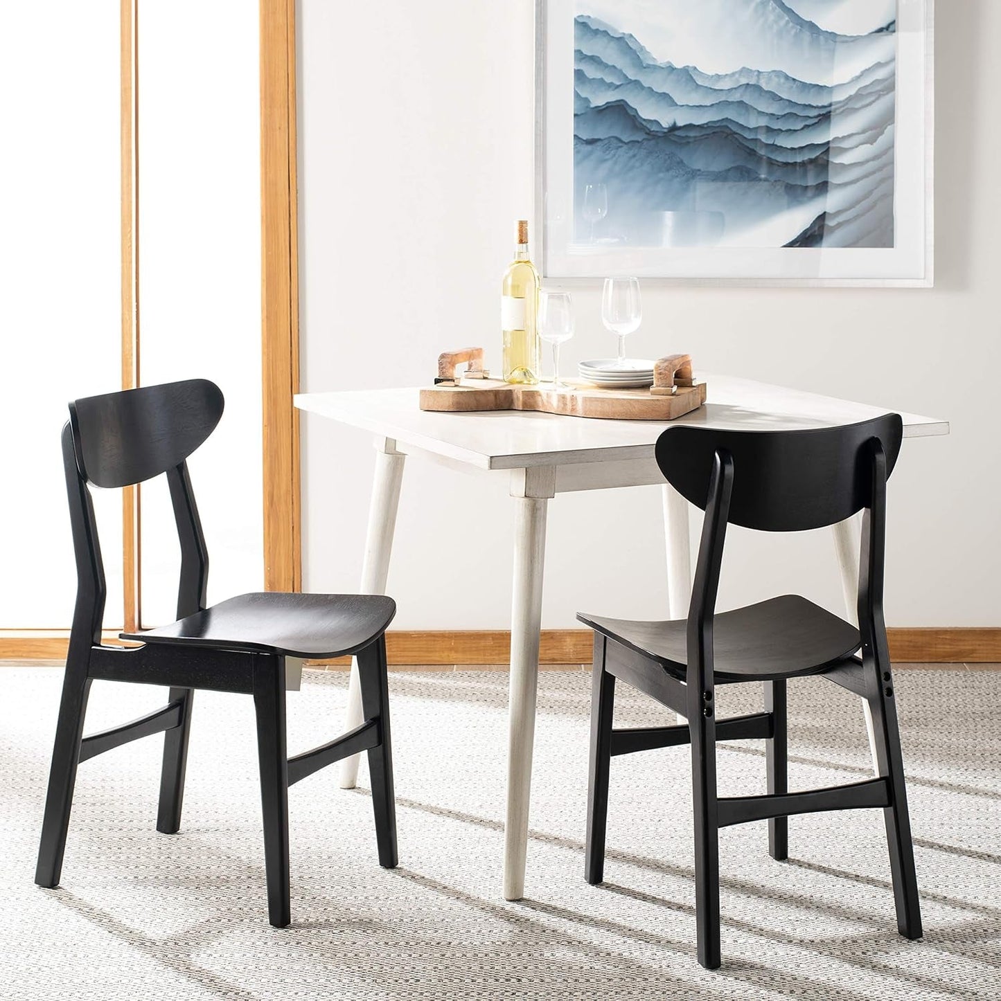 Retro Wooden Black Dining Chair - Set of 2