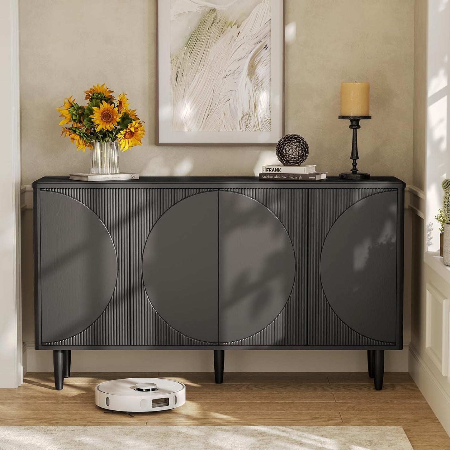 Modern Wooden 59-Inch Sideboard Buffet Table with Storage