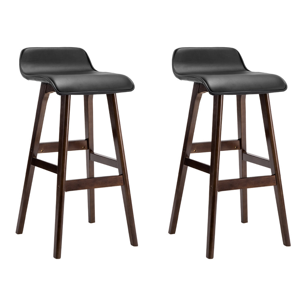 Wood Wave Style Bar Stool Set of 2