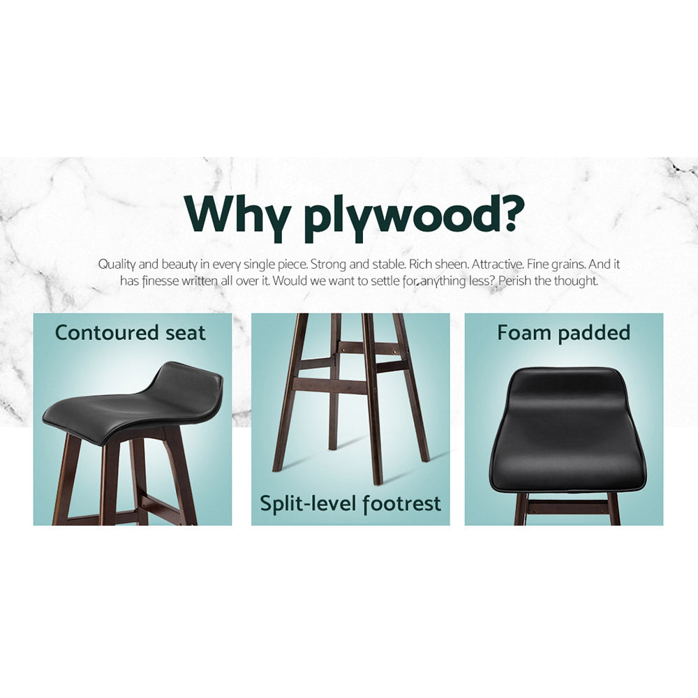 Wood Wave Style Bar Stool Set of 2