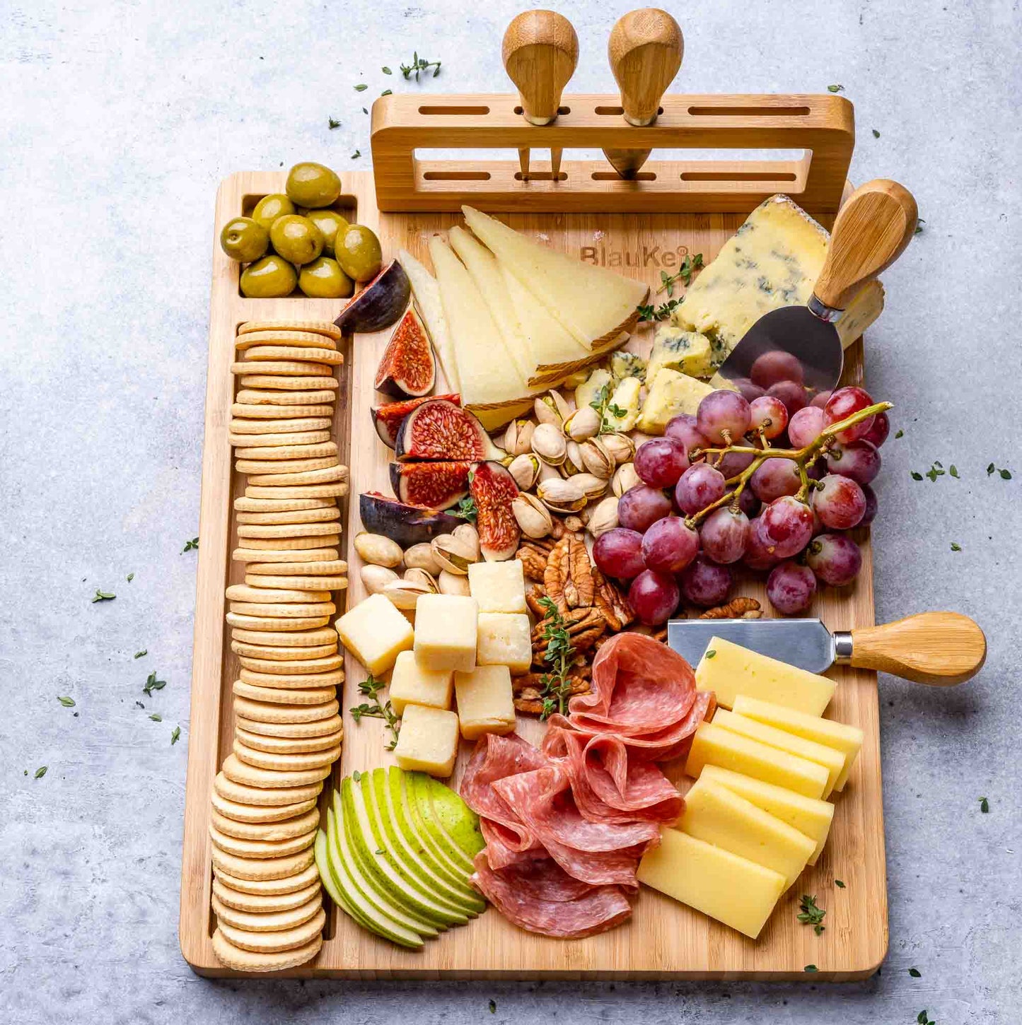 Bamboo Cheese Board and Knife Set - 14x11 inch