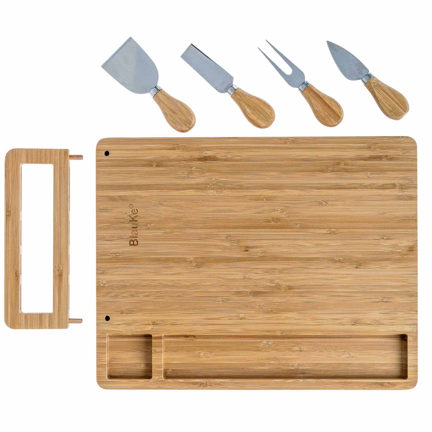 Bamboo Cheese Board and Knife Set - 14x11 inch