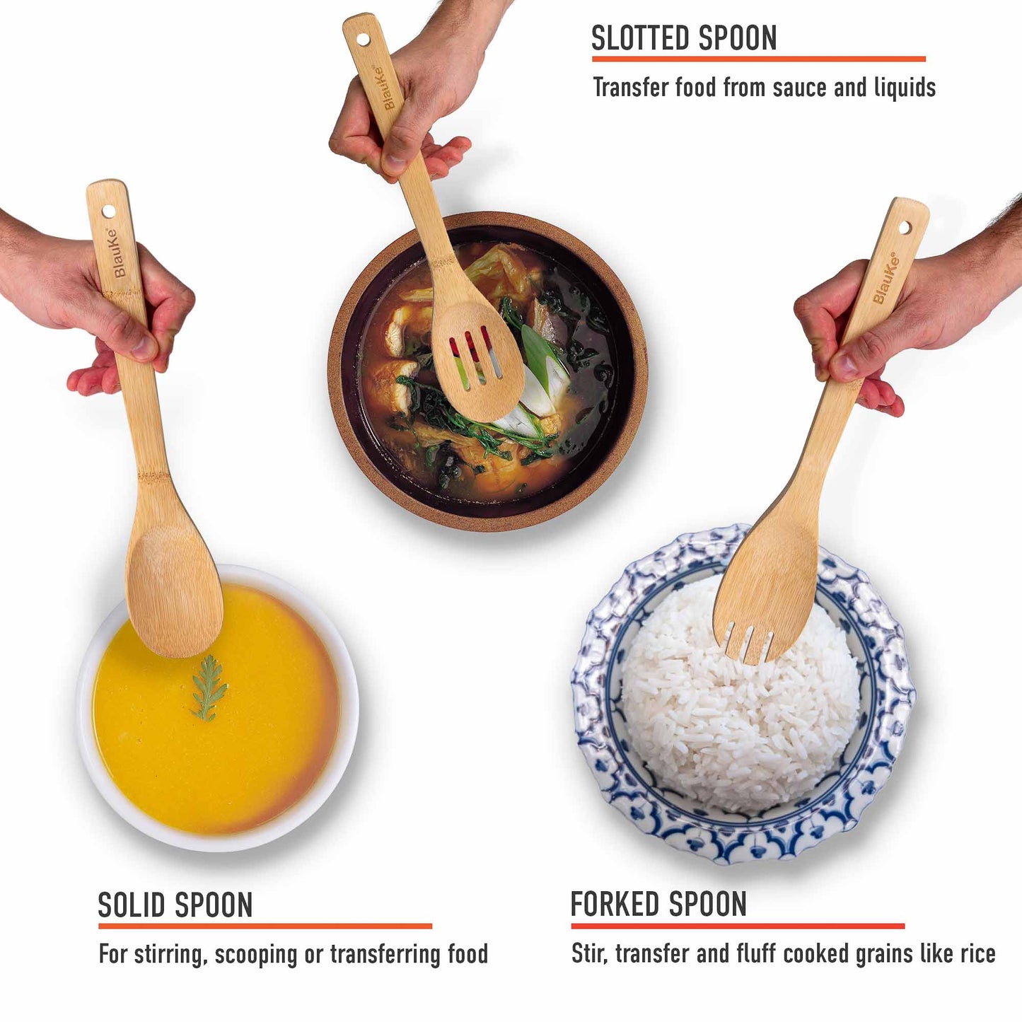 Bamboo Wood Spoons for Cooking 7-Pack - Bamboo Kitchen Utensils Set