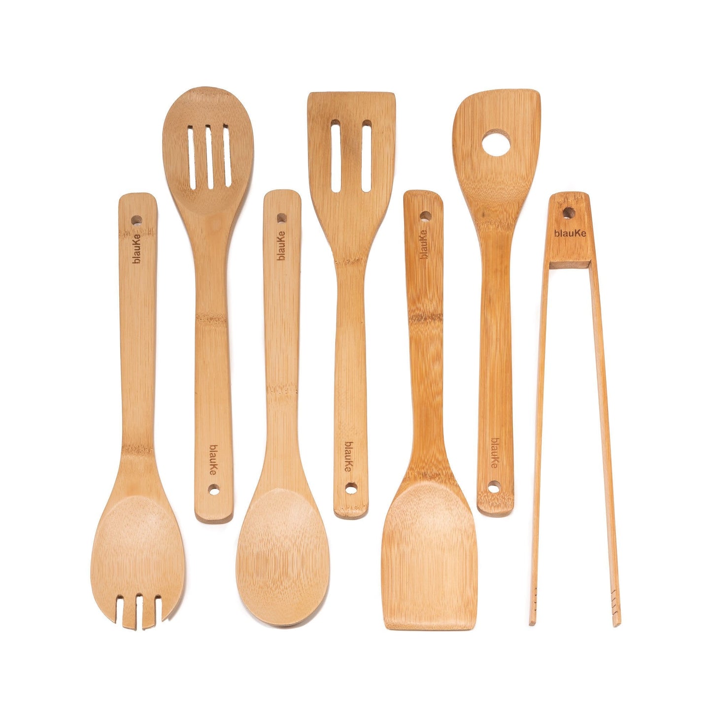 Bamboo Wood Spoons for Cooking 7-Pack - Bamboo Kitchen Utensils Set