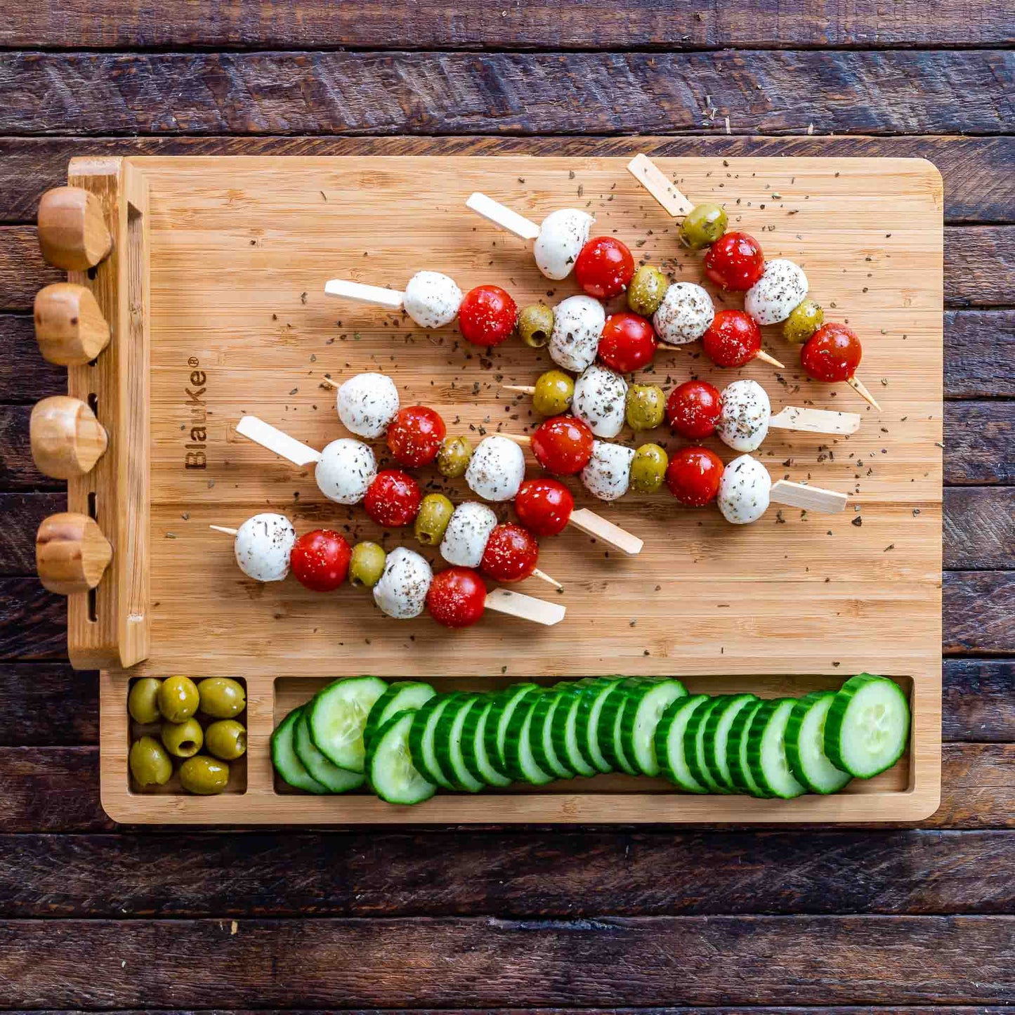 Bamboo Cheese Board and Knife Set - 14x11 inch