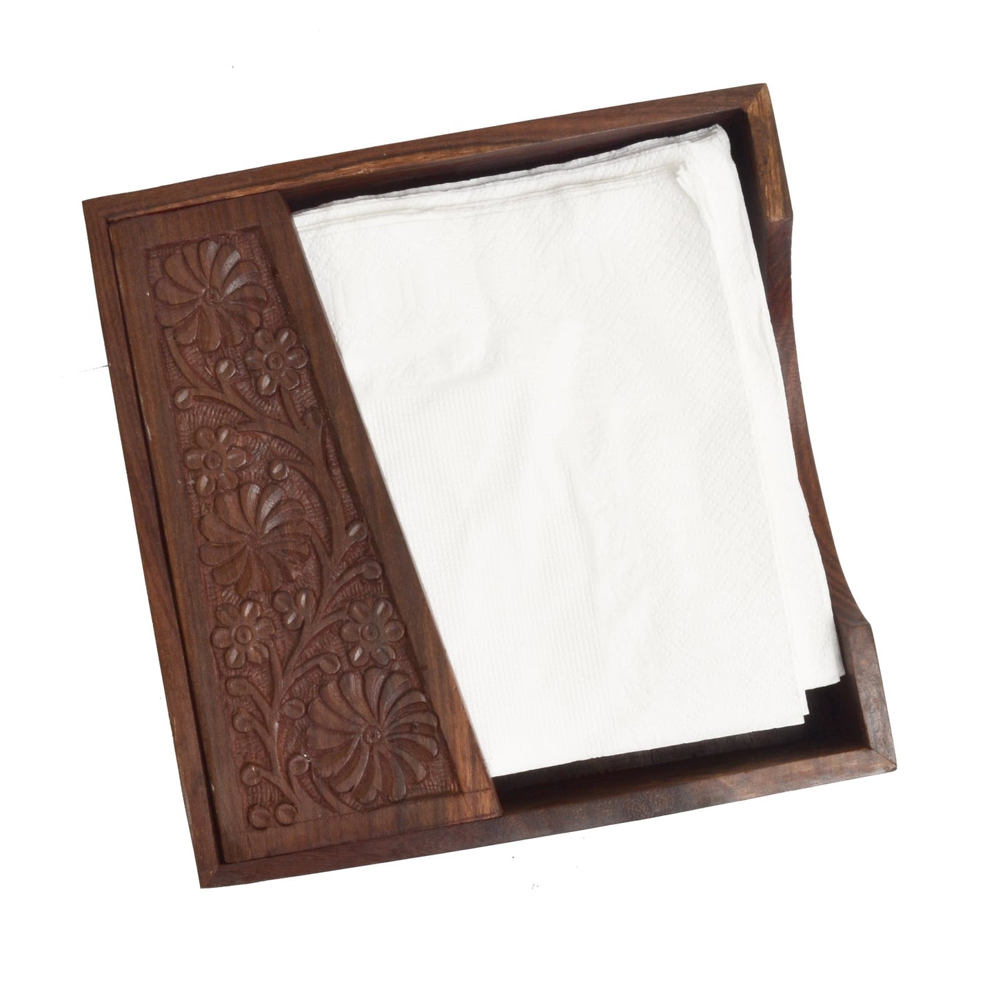 Hand Carved Rosewood Wooden Tissue Paper Rack Napkin Holder