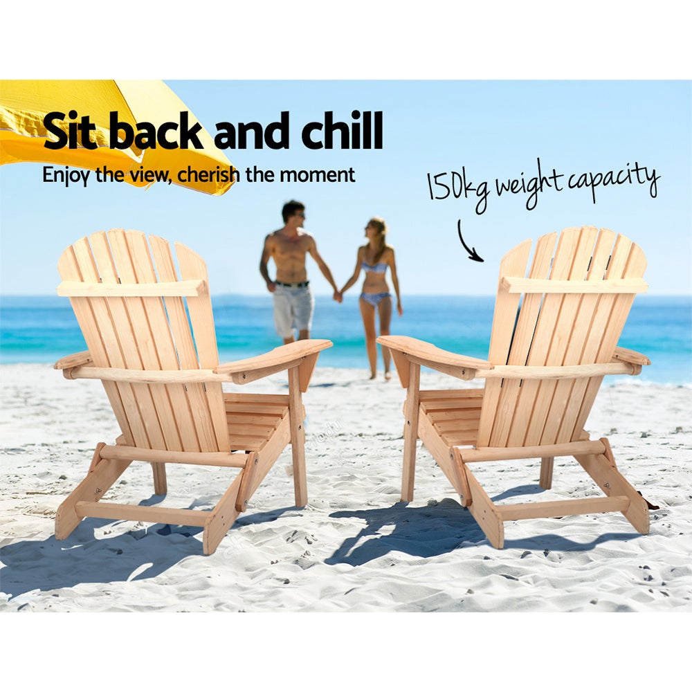 Fir Wood Outdoor Patio Chairs - Set of 2