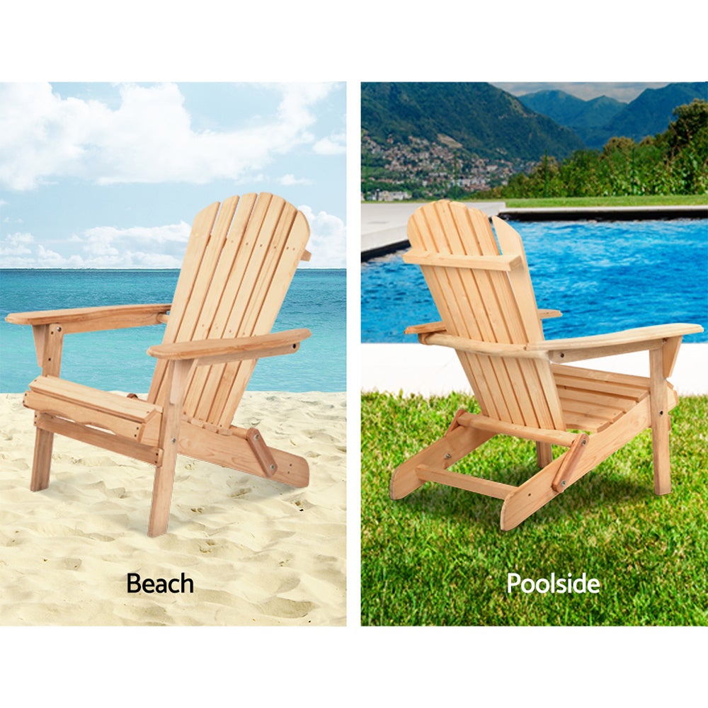 Fir Wood Outdoor Patio Chairs - Set of 2