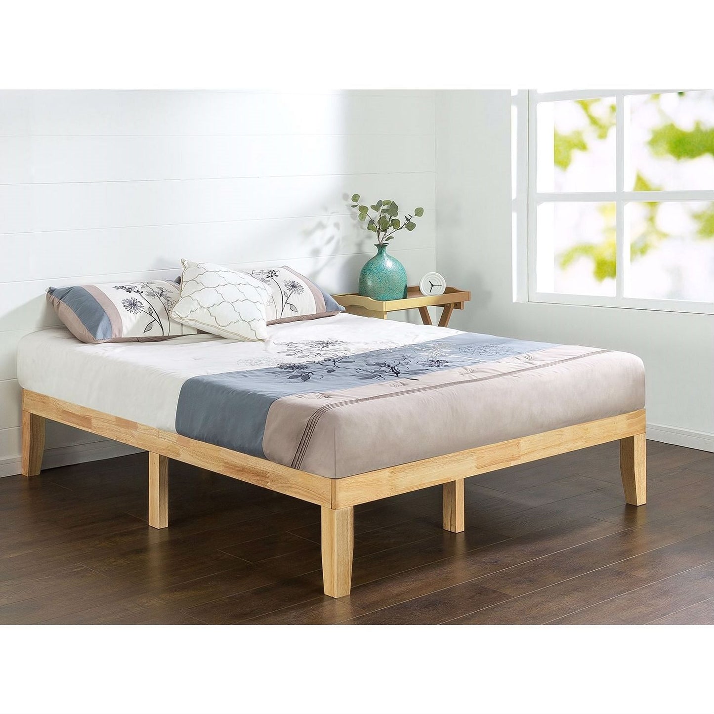 Full (Double) Size Solid Wood Platform Bed Frame in Natural Finish
