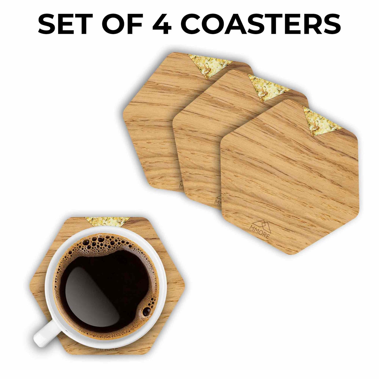 Oak Wood Handcrafted Coasters