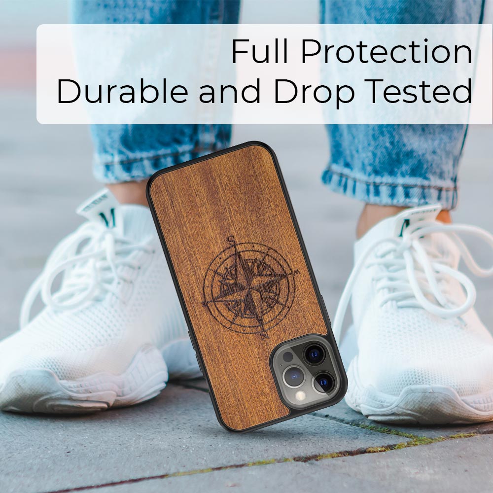 Mahogany Wood Compass Phone Case