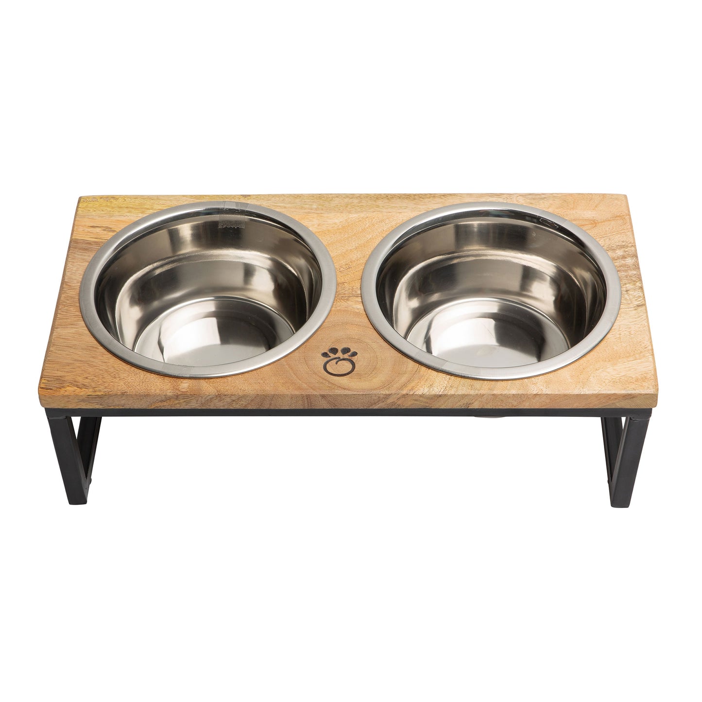 Mango Wood & Metal Elevated Pet Feeder