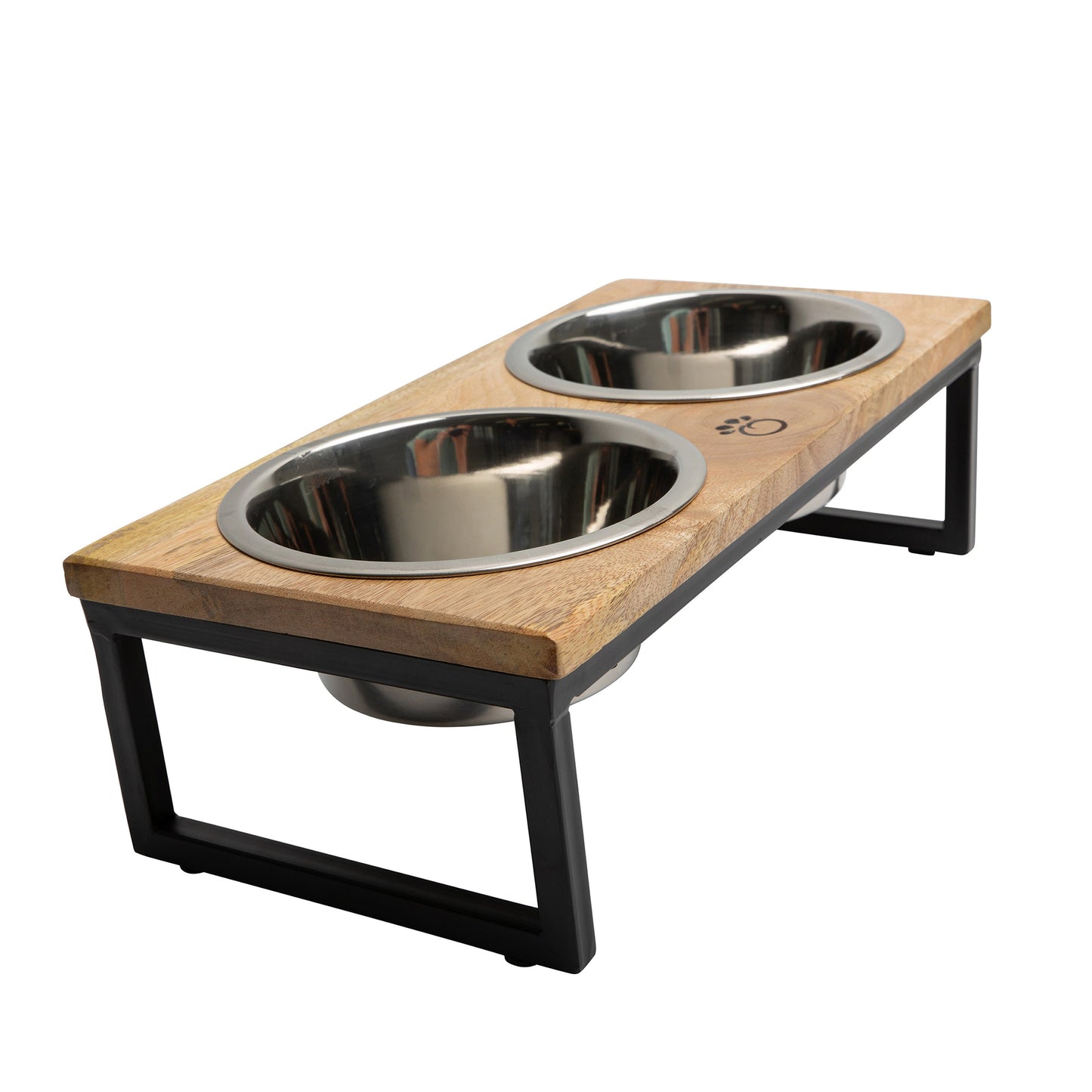 Mango Wood & Metal Elevated Pet Feeder