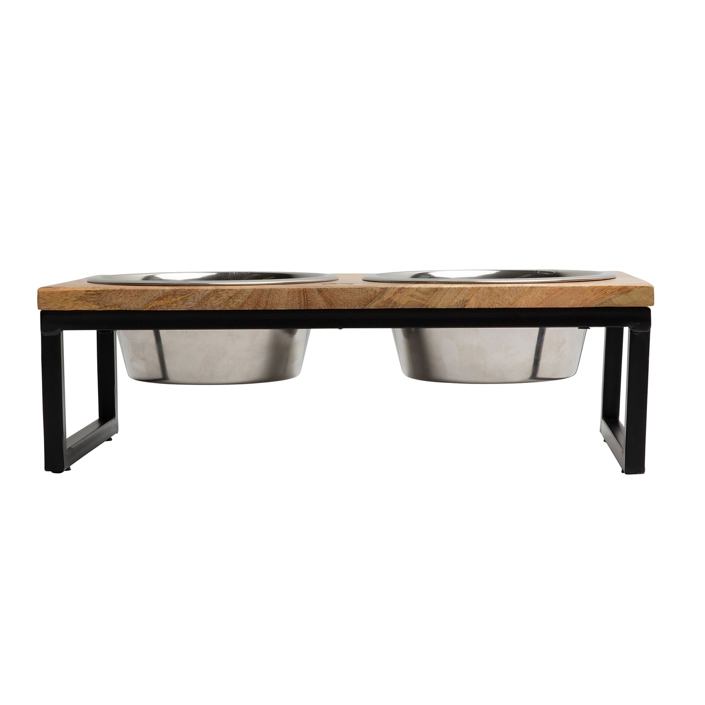 Mango Wood & Metal Elevated Pet Feeder