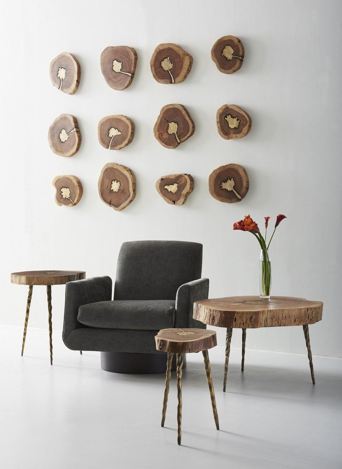 Solid Wood Molten Coffee Table with Brass Finish
